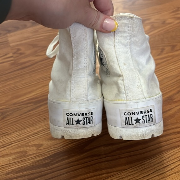 Converse White Lug Sole High Top Platform Sneakers Size 9 - Picture 9 of 10